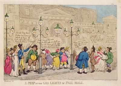 A Peep at the Gas Lights in Pall Mall by Thomas Rowlandson
